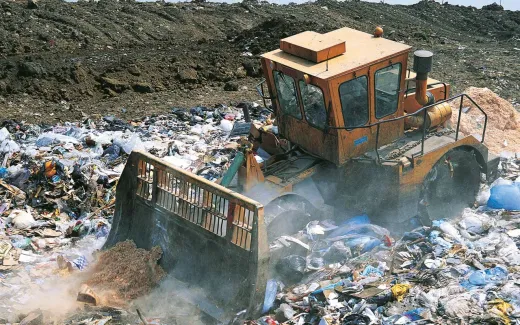 Bulldozer Clearing Waste